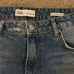 Zara blue high waist distressed short